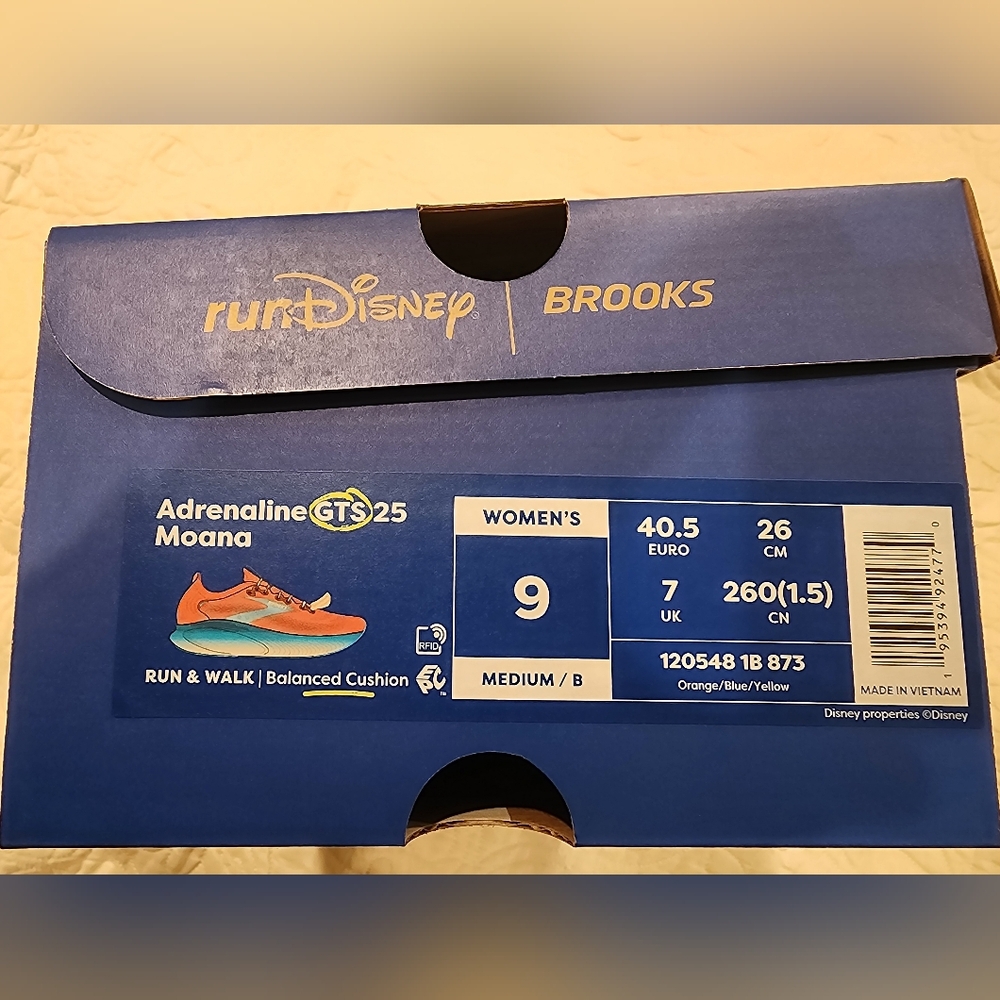 Moana Brooks x runDisney Adrenaline GTS 25 Shoe- Blue/Orange/Yellow